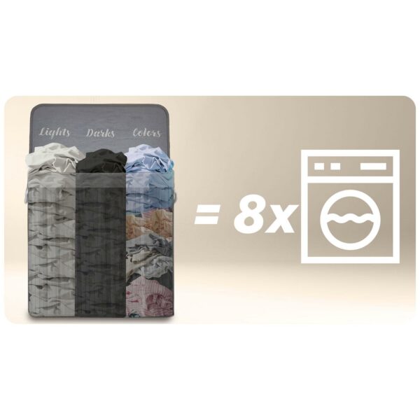 Košara za rublje od bambusa s poklopcem, 150L, siva | Massido - Image 7
