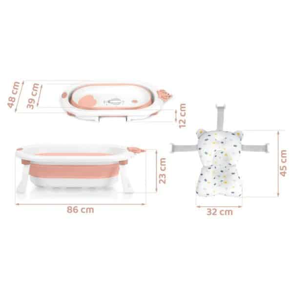 Sklopiva dječja kada za kupanje RK-286, bijelo-ružičasta | Ricokids - Image 2