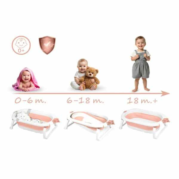 Sklopiva dječja kada za kupanje RK-286, bijelo-ružičasta | Ricokids - Image 5