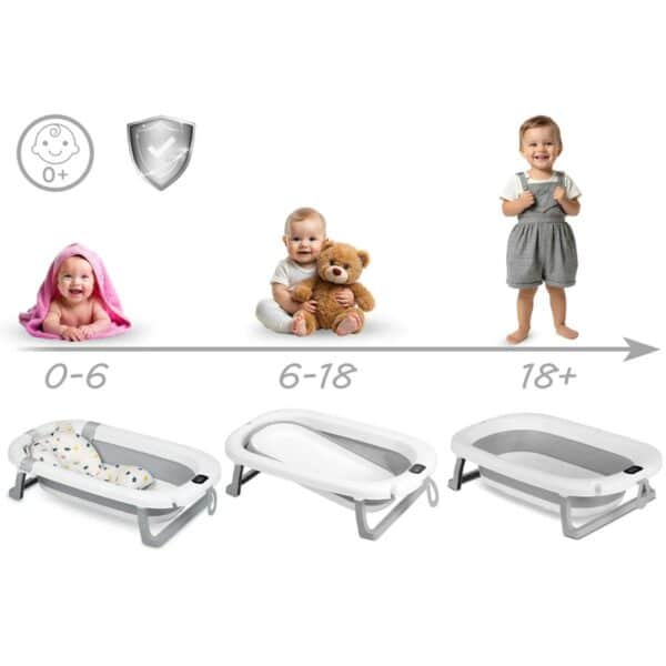 Sklopiva dječja kada za kupanje RK-287, bijelo-siva | Ricokids - Image 8