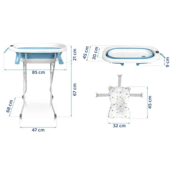 Sklopiva dječja kada za kupanje s postoljem RK-287, bijelo-plava | Ricokids - Image 2