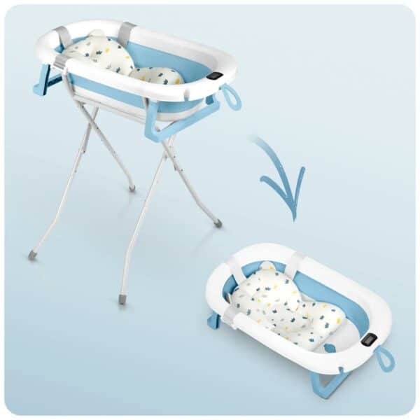 Sklopiva dječja kada za kupanje s postoljem RK-287, bijelo-plava | Ricokids - Image 7