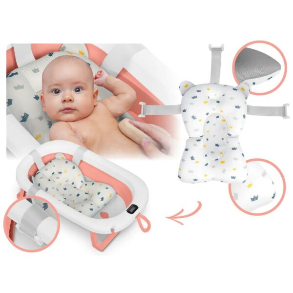 Sklopiva dječja kada za kupanje s postoljem RK-287, bijelo-ružičasta | Ricokids - Image 6