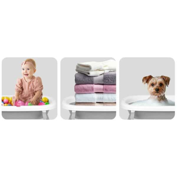 Sklopiva dječja kada za kupanje s postoljem RK-287, bijelo-siva | Ricokids - Image 10