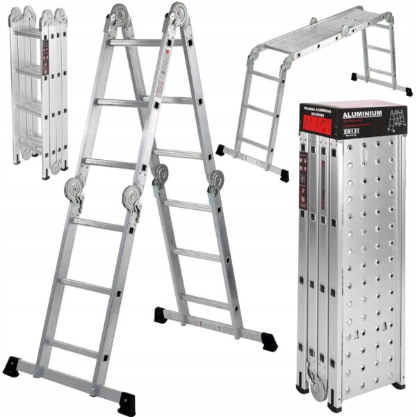 Sklopive glinene ljestve s platformom, 4×4, 460 cm | KD4071
