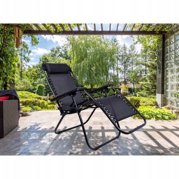 Sklopiva ležaljka sa stolom, crna | Garden Line - Image 14