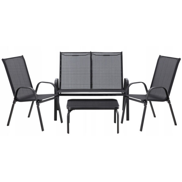 Vrtni set, crni, 2 stolice, sofa, stol | Garden Line