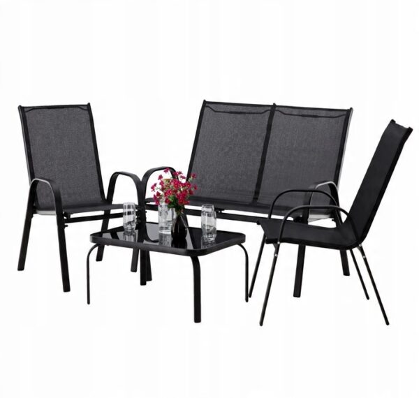Vrtni set, crni, 2 stolice, sofa, stol | Garden Line - Image 2