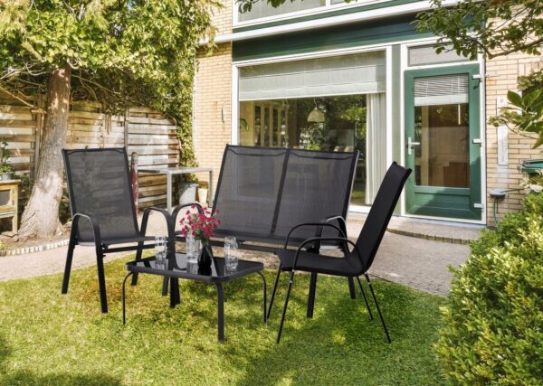 Vrtni set, crni, 2 stolice, sofa, stol | Garden Line - Image 8