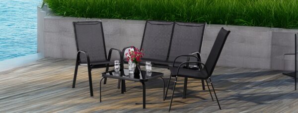 Vrtni set, crni, 2 stolice, sofa, stol | Garden Line - Image 9