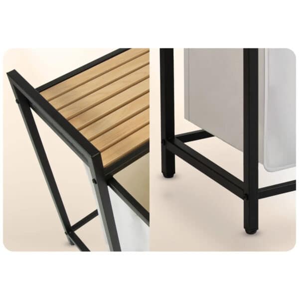 Košara za rublje s tri odjeljka i okvirom, 120L, bijela | Massido - Image 5
