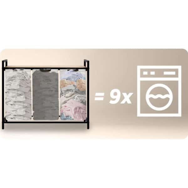 Košara za rublje s tri odjeljka i okvirom, 120L, bijela | Massido - Image 8