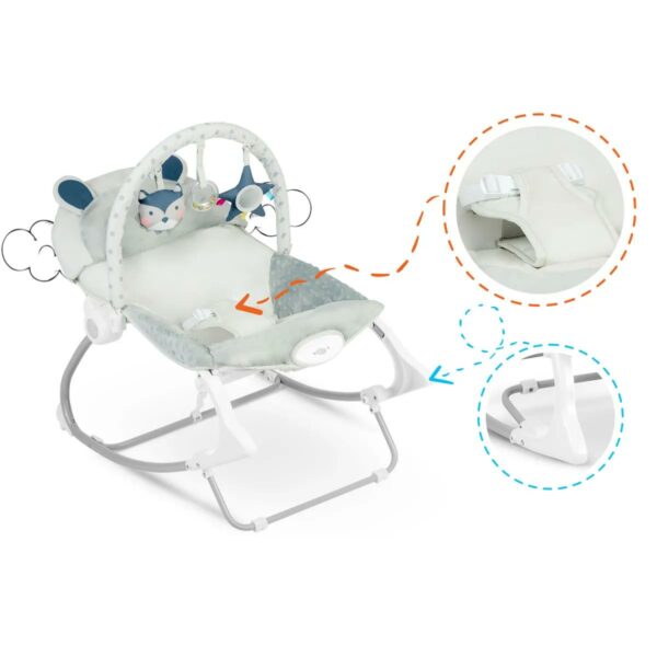 Dječja ljuljačka vibrirajuća ležaljka, siva | Ricokids - Image 4