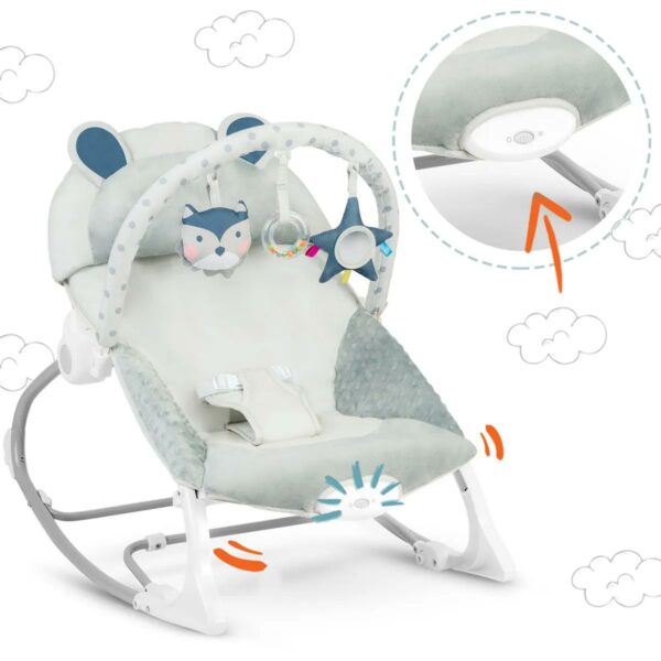 Dječja ljuljačka vibrirajuća ležaljka, siva | Ricokids - Image 5