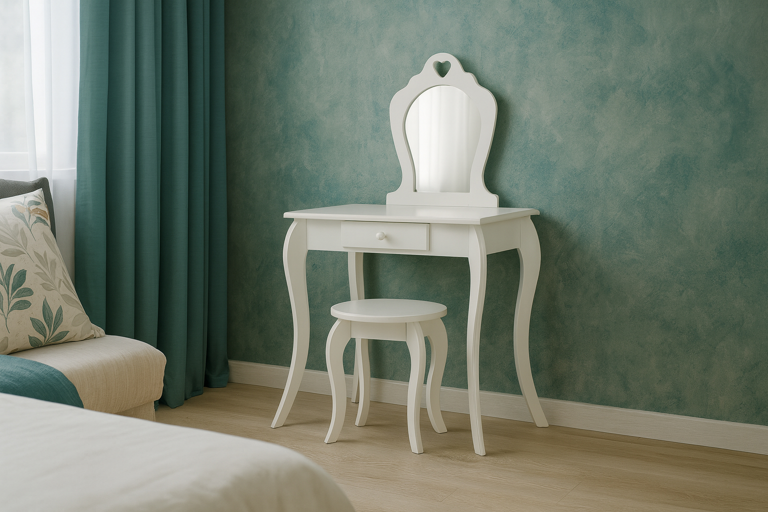 Dječji toaletni stolić s ogledalom | bijela - Image 5