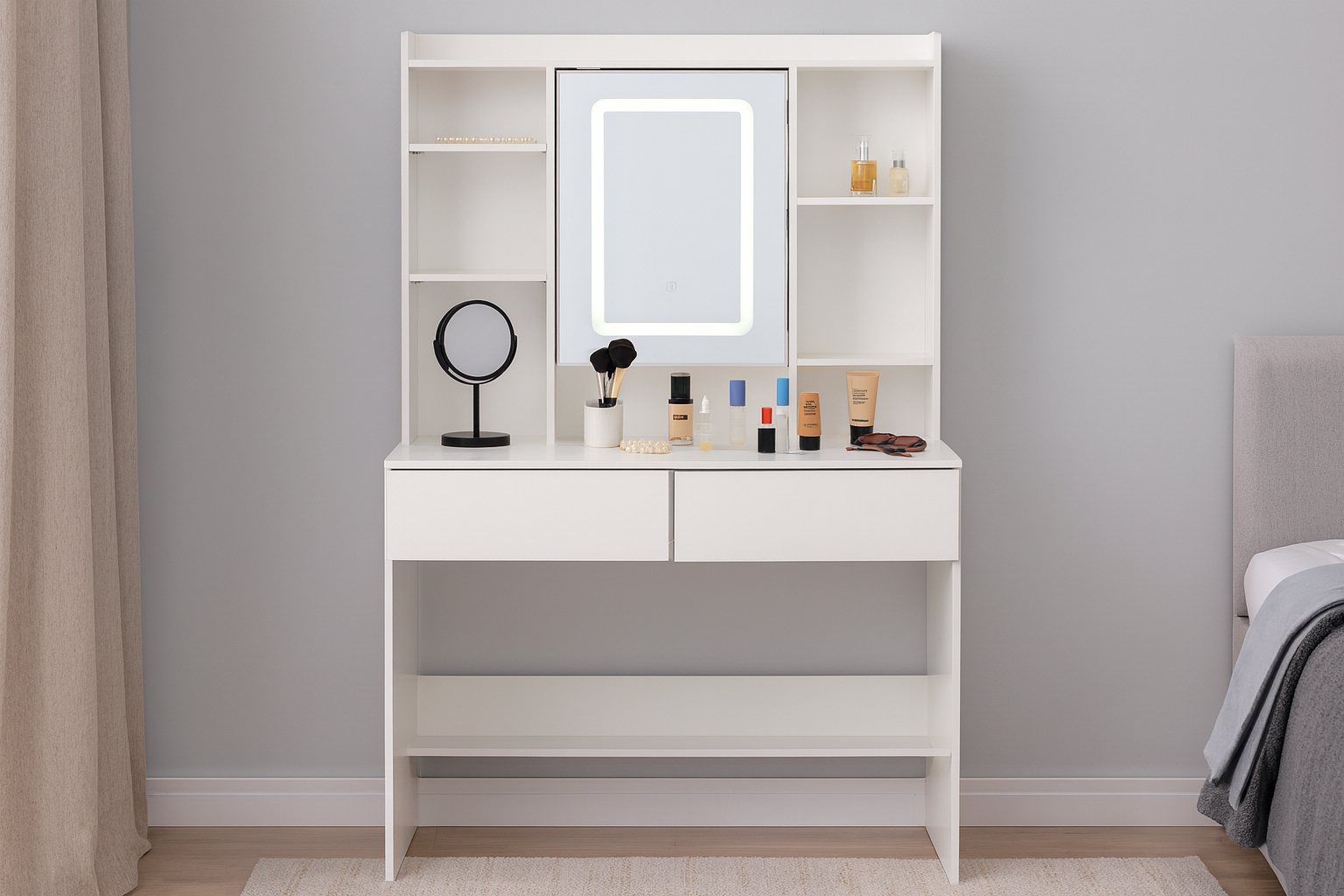 Toaletni stolić s LED rasvjetom | bijela - Image 8