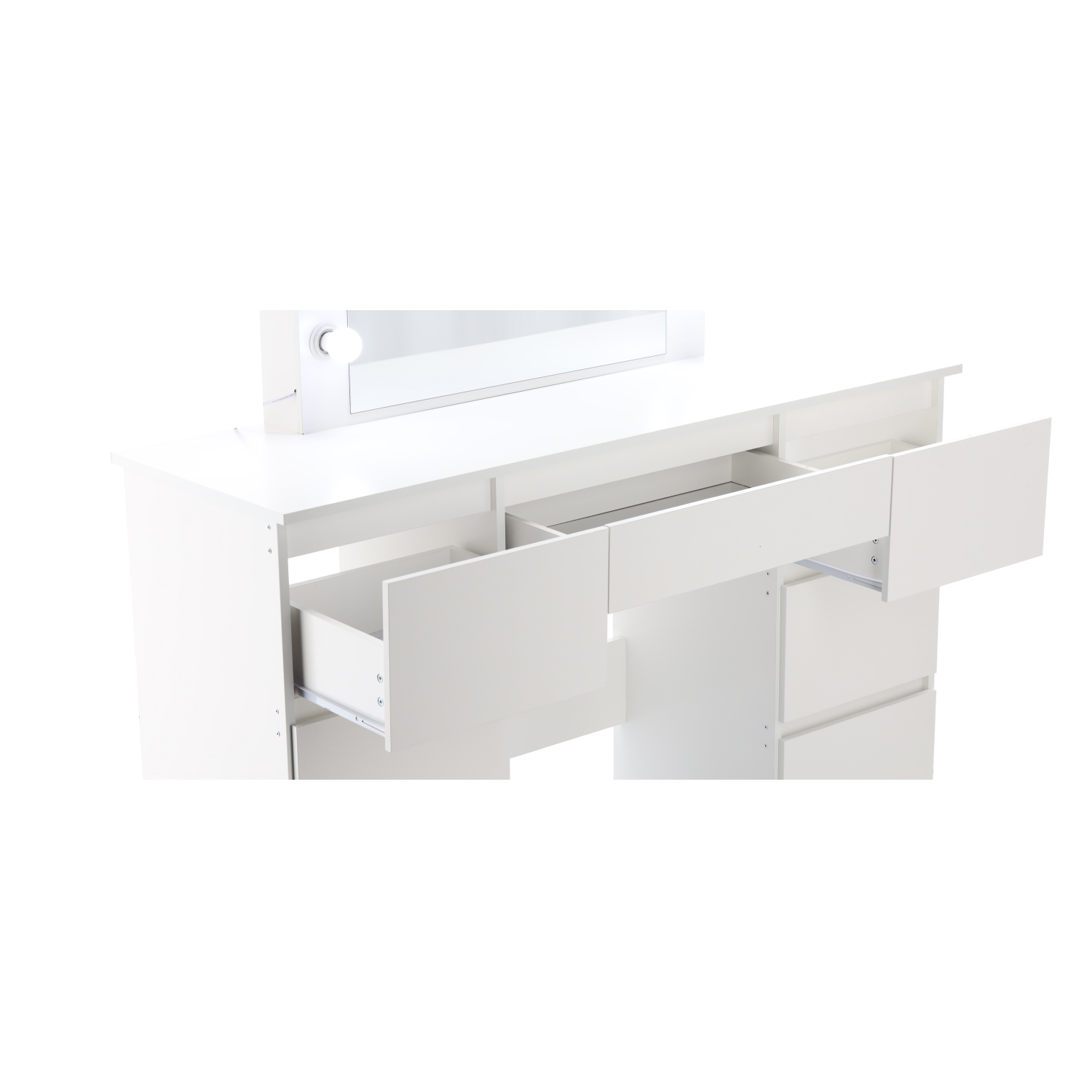 Toaletni stolić s LED rasvjetom, 7 ladica | bijela - Image 2