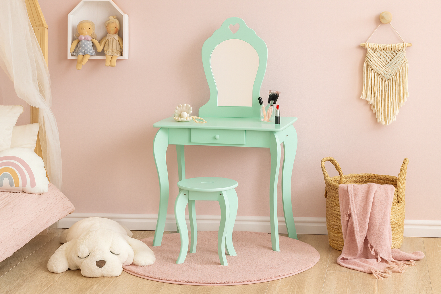 Dječji toaletni stolić s ogledalom | zelena - Image 6