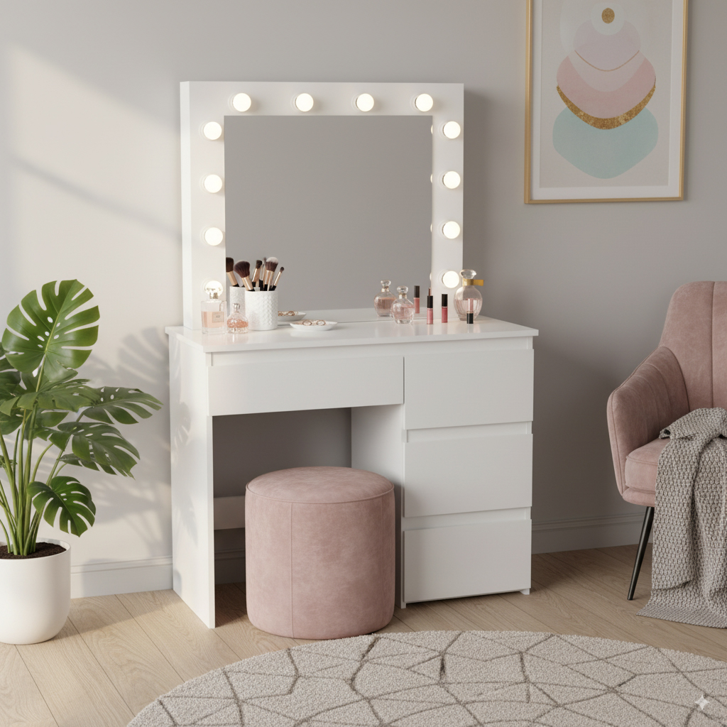 Toaletni stolić LED  PRO HOLLYWOOD | bijeli - Image 4