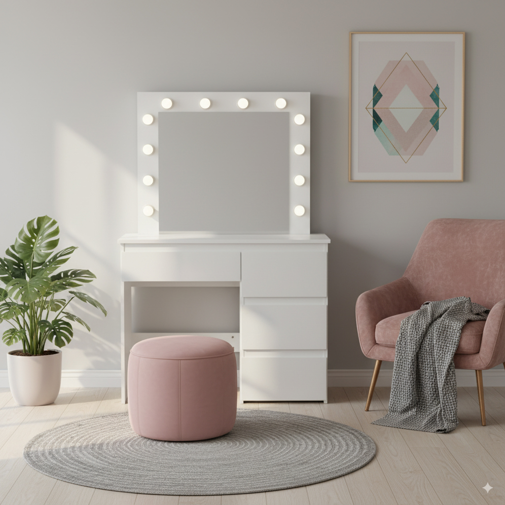 Toaletni stolić LED  PRO HOLLYWOOD | bijeli - Image 5