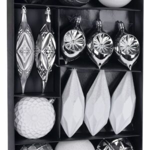 Božićni ukrasi, 16 kom, bijelo-srebrni | MagicHome