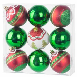 Božićne kuglice, 9 kom, 6 cm, crveno-zelene | MagicHome