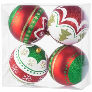 Božićne kuglice, 4 kom, 10cm, crveno-zelene | MagicHome