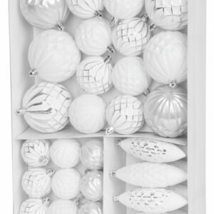 Božićni ukrasi, 31 kom, bijelo-srebrni | MagicHome