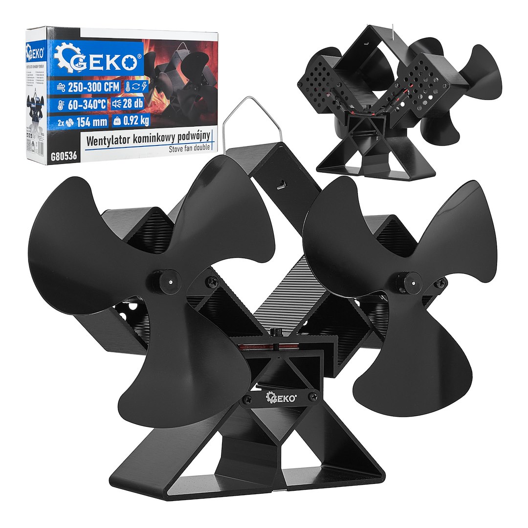 Dvostruki ventilator za kamin, termoelektrični, 154 mm | GEKO