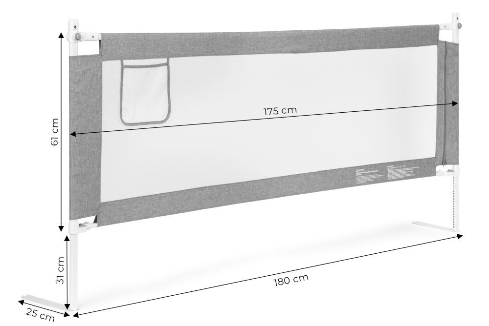 Zaštita za krevet, 180 cm, siva | ECOTOYS - Image 2