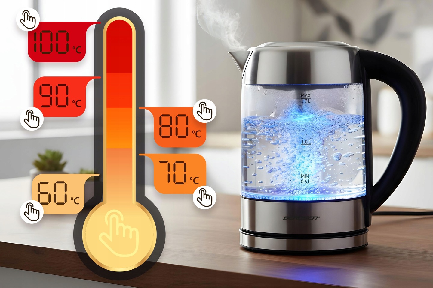 Instant kuhalo za vodu BD-714, 1,7 l, 2200 W | Berdsen - Image 5