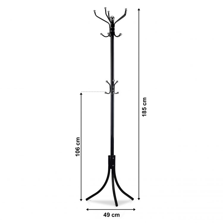 Metalna vješalica za kapute, 185 cm, crna | ModernHome - Image 2