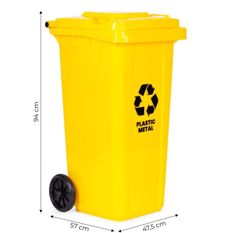 Plastična kanta za otpad, 120L | žuta - Image 2