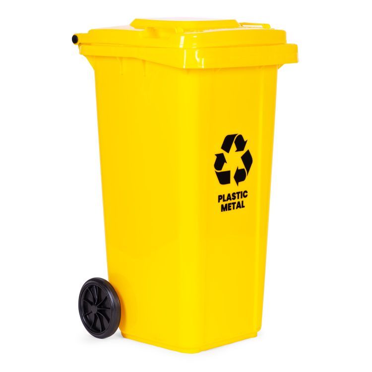 Plastična kanta za otpad, 120L | žuta - Image 3