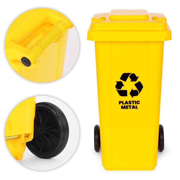 Plastična kanta za otpad, 120L | žuta - Image 7