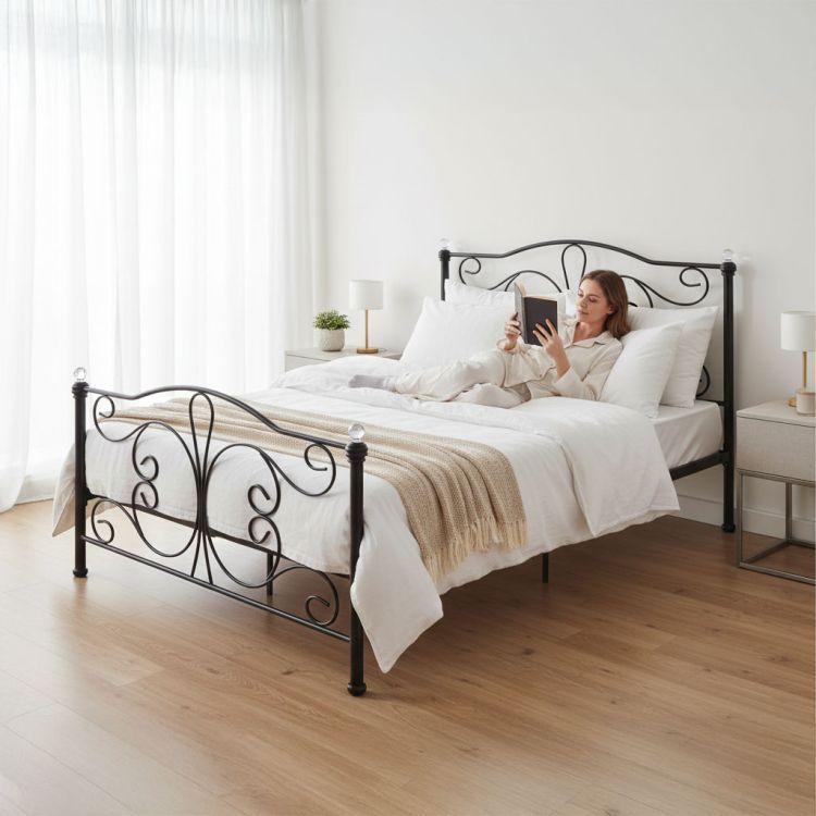 Metalni krevet, 140x200, crni okvir | ModernHome - Image 9