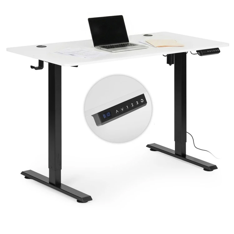 Električno podesivi stol, 120x60cm, bijelo-crni | ModernHome