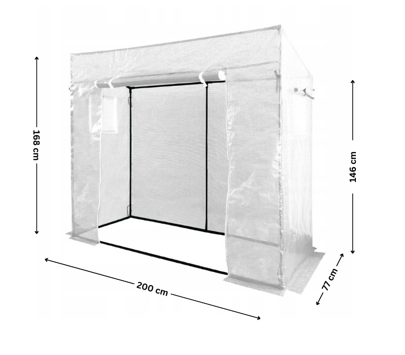 Vrtni staklenik, 200x77cm, bijeli | 1,6m2 - Image 3