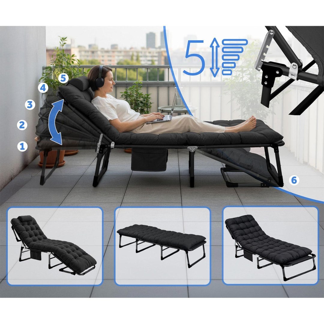 Vrtna ležaljka ChillWell Dream, crna | Sofotel - Image 5