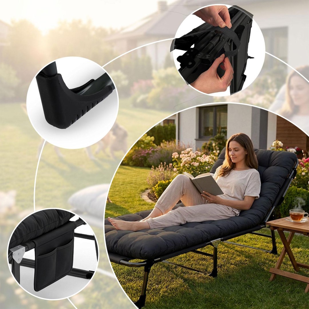 Vrtna ležaljka ChillWell Dream, crna | Sofotel - Image 6