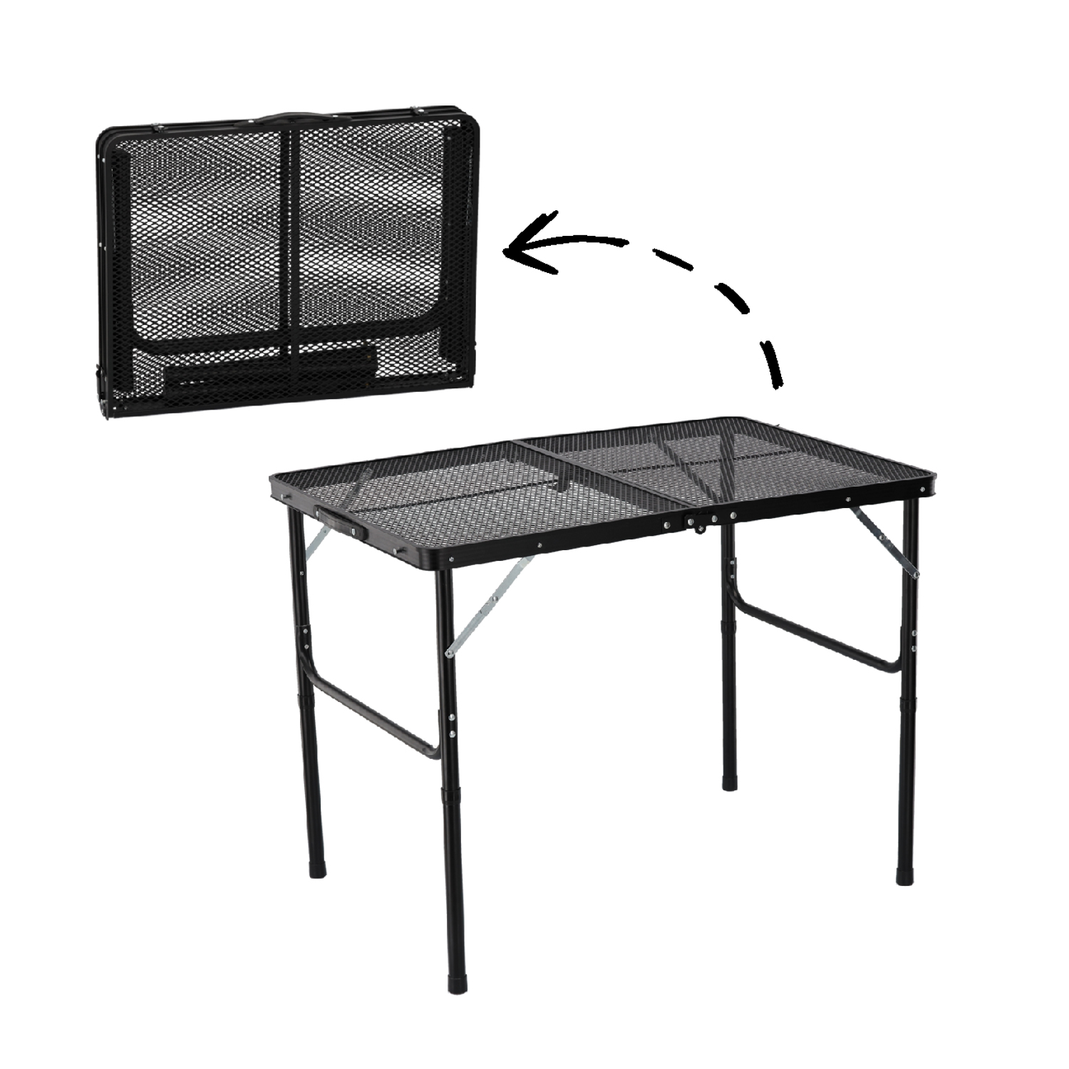 Sklopivi turistički stol, 90x60x40/70cm | crni