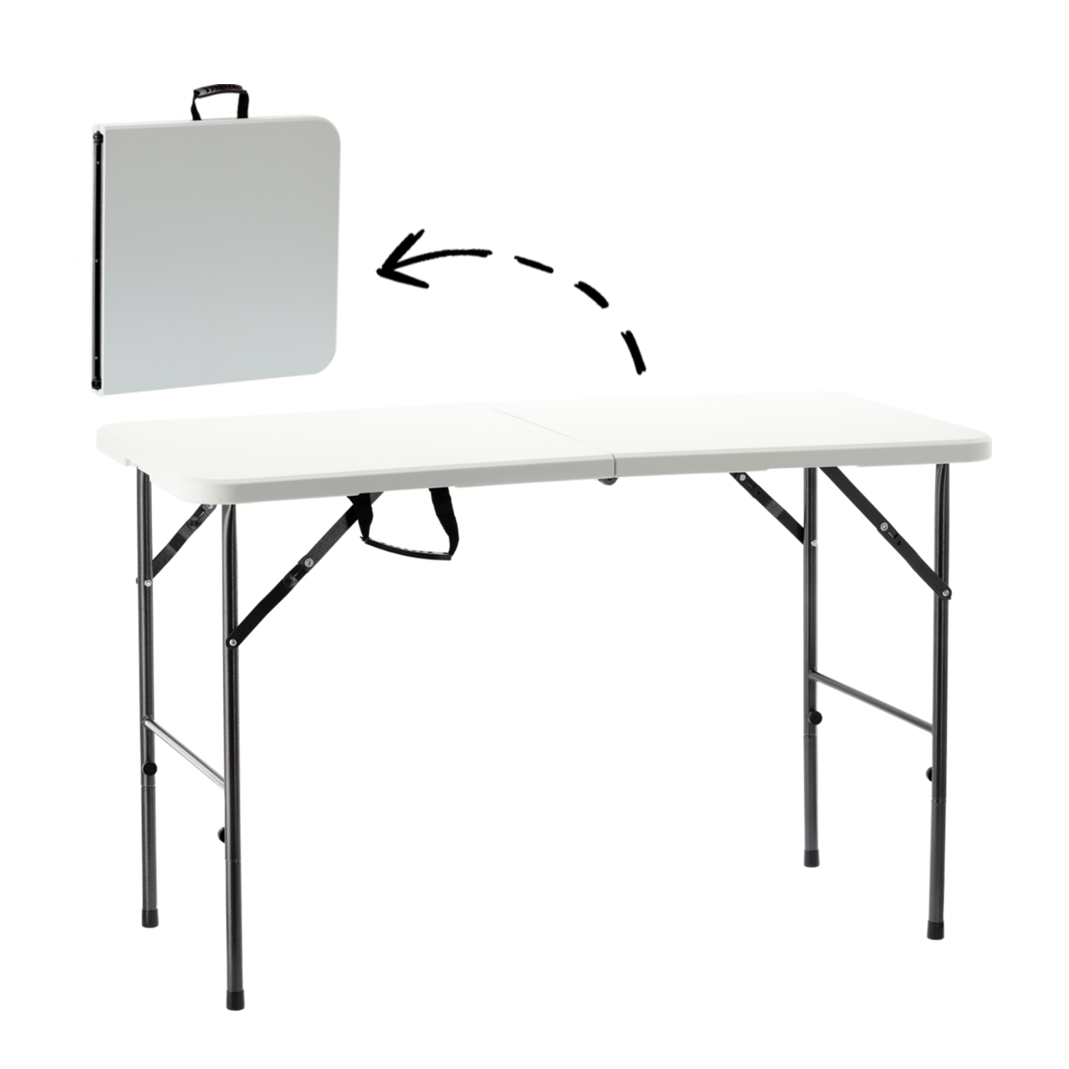 Sklopivi turistički stol, bijeli, 120x60x74cm | Garden Line - Image 2