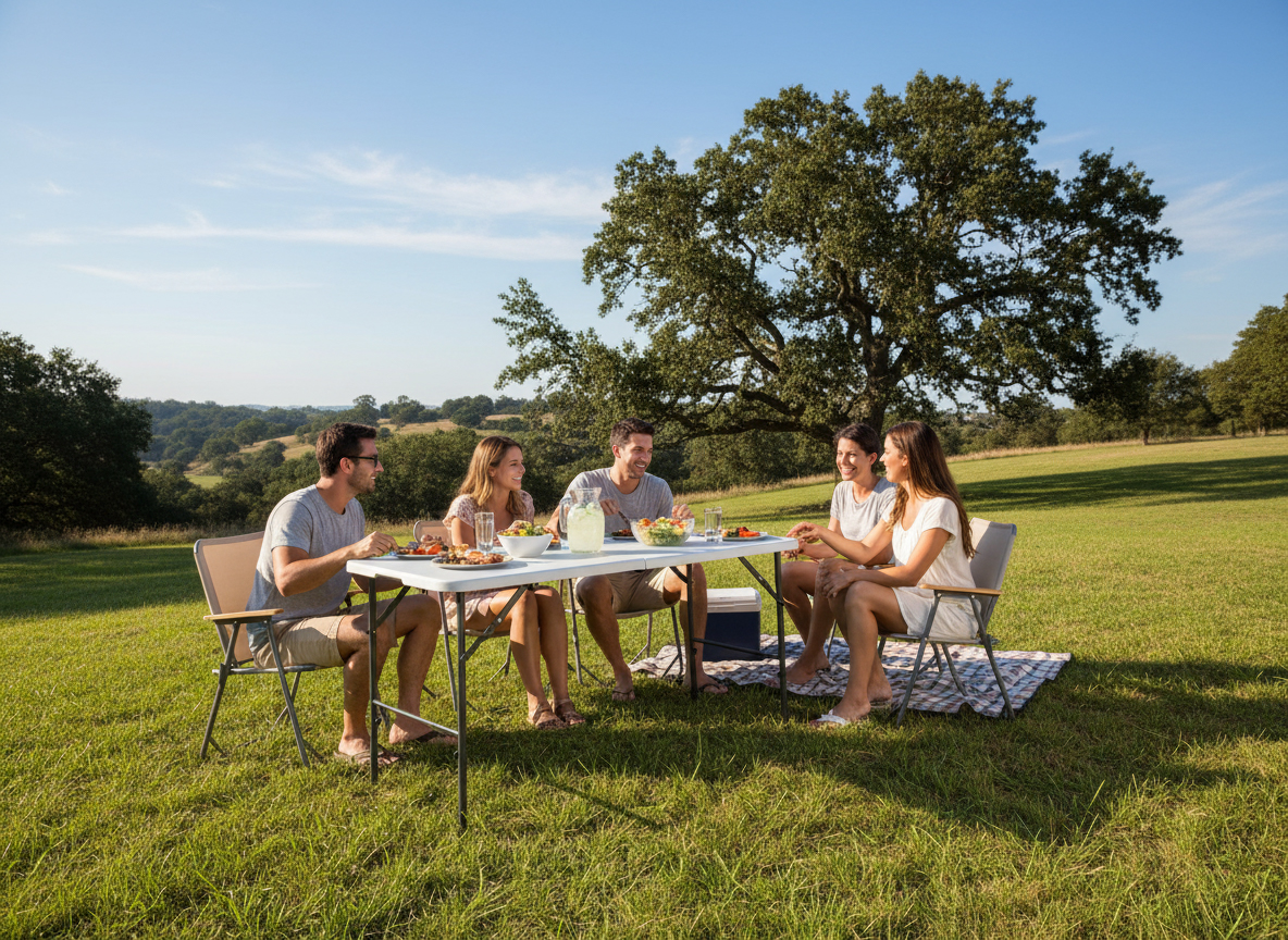 Sklopivi turistički stol, bijeli, 120x60x74cm | Garden Line - Image 4