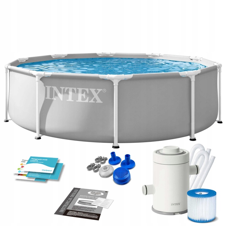 Vrtni bazen s okvirom 6u1, 305x76cm, sivi | INTEX