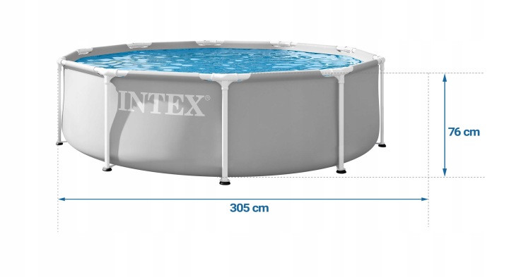 Vrtni bazen s okvirom 6u1, 305x76cm, sivi | INTEX - Slika 2