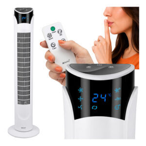 Stupni ventilator, 90 cm, daljinski upravljač, bijeli | Ruhhy