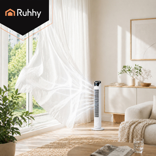Stupni ventilator, 90 cm, daljinski upravljač, bijeli | Ruhhy - Slika 12