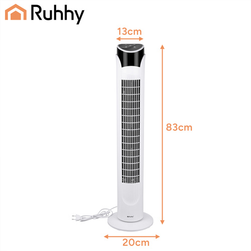Stupni ventilator, 90 cm, daljinski upravljač, bijeli | Ruhhy - Slika 2