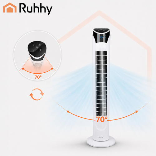 Stupni ventilator, 90 cm, daljinski upravljač, bijeli | Ruhhy - Slika 7