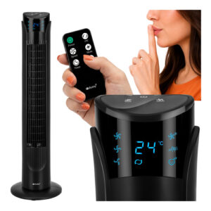 Stupni ventilator, 90 cm, daljinski upravljač, crni | Ruhhy